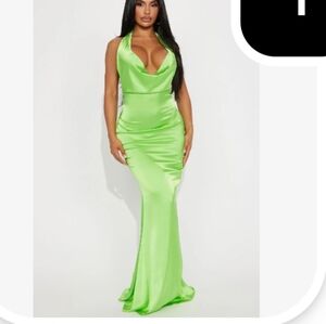 Vibrant Green Satin Gown
